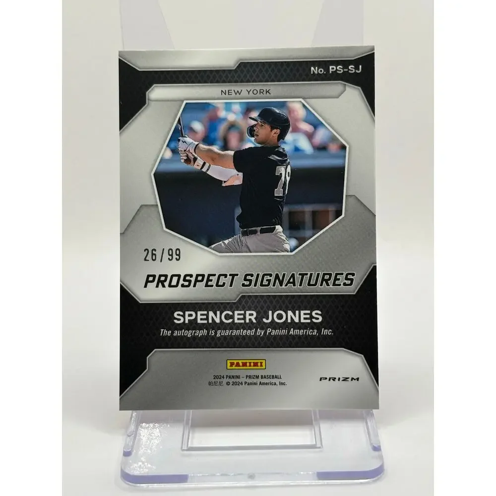 2024 Panini Prizm Spencer Jones Prospect Signatures Red Auto 26/99 SP NY Yankees - Picture 2 of 2